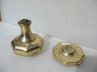 Large Late Vintage Brass Centre Door Knob Handle Pull Old Plate Georgian STYLE 5