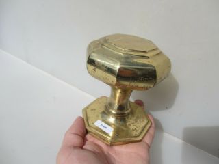 Large Late Vintage Brass Centre Door Knob Handle Pull Old Plate Georgian STYLE 7
