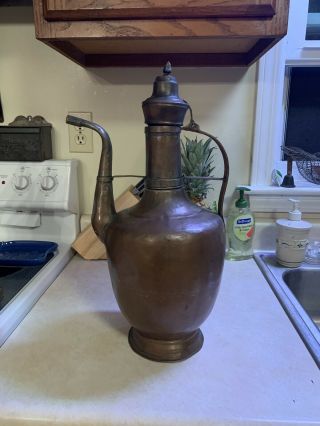 Antique Middle Eastern Copper And Brass Dallah,  Arabic Coffee Pot