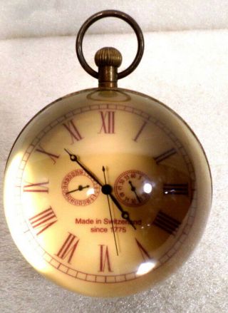 Mechanical 4 1/2 " Glass Ball Clock With 2 Subsidiary Dials - Reverse Nude Picture