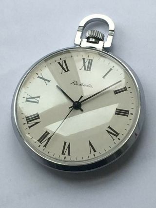 Rare Vintage Antique Pocket Watch Raketa Paketa Ship 2609ha With White Dial Top