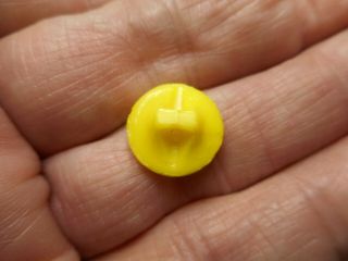 Yellow Glass w/ Red Plums Fruit Goofy Childrens Vintage Button 1/2 