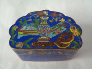 Antique Chinese Cloisonne Enamel Decorated Lidded Box