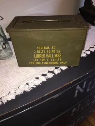. 50 Caliber 5.  56mm Military Ammo Can M2a1 50cal Metal Ammo Can Box Very Good Ww2
