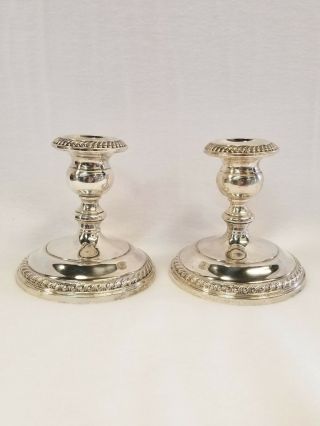 Pair (2) Vintage Gorham Cambridge 668 Sterling Silver Candle Holders 4.  25 " Tall