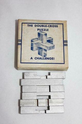 Vintage 1950s Metal Puzzle Double Cross General Engineering & Design Detroit Mi