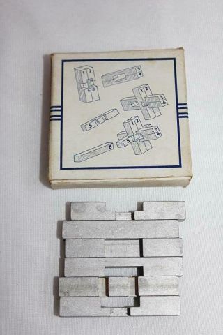 Vintage 1950s Metal Puzzle Double Cross General Engineering & Design Detroit MI 2