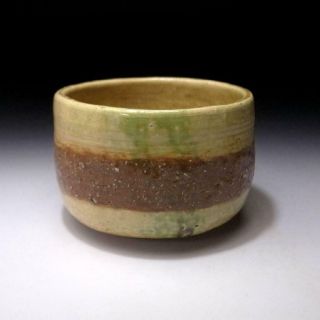 ZF3: Vintage Japanese Pottery Tea bowl of Mino ware,  Artistic glaze 2