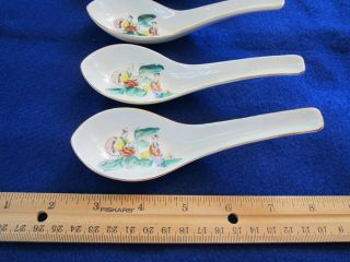 Antique Nyonyaware Straits Chinese Peranakan Porcelain Spoon Set of 6 5