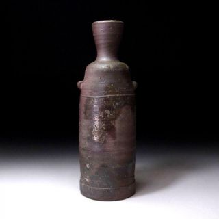 Bj1: Vintage Japanese Pottery Bud Vase,  Bizen Ware,  Height 9.  6 Inches