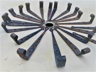 Antique Barn Door Strap Hinges Wrought Iron Hand Forged 1800s Hardware Set of 4 3