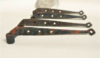 Antique Barn Door Strap Hinges Wrought Iron Hand Forged 1800s Hardware Set of 4 4