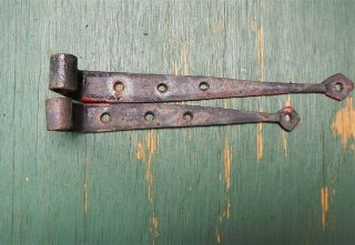 Antique Barn Door Strap Hinges Wrought Iron Hand Forged 1800s Hardware Set of 4 8