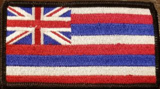 Hawaii State Flag Iron - On Patch Biker Tactical Hawaiian Emblem Black Border