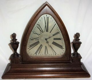 Unique Antique 1885 Art Deco Wood Waltham Clock Co.  Usa 8 Day Victorian Shelf Or