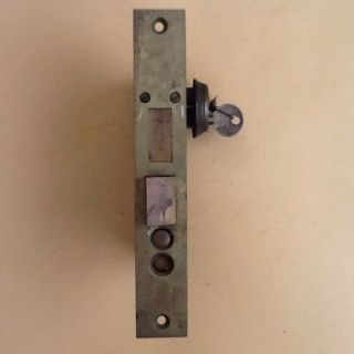 Vtg Penn Mortise Brass Face Door Lock With Key Hardware 7 3/4 " X 1 1/4 "