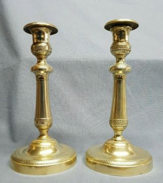 Antique French Bronze Empire Candlesticks H 9 1/4 " (23,  5 Cm)