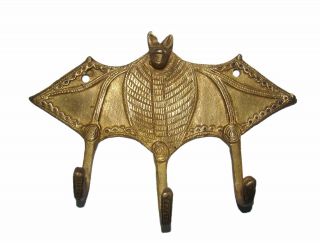 A Unique & Attractive Bat Shape Coat Hook Brass Made Hanger From India " Rare "