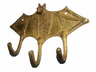 A unique & attractive BAT Shape COAT HOOK Brass made Hanger from India 