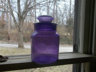 1900 Antque Apothecary Drugstore Candy Jar & Stopper Amethyst Glass