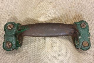 6 " Barn Door Pull Tool Box Handle Heavy Duty Old Rustic Green Vintage Cast Iron