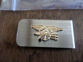 U.  S Navy Seals Officers Gold Metal Money Clip U.  S.  A Made In Bags