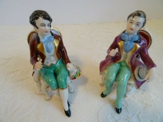 Two Antique / Vintage Porcelain Dresden Figurines - Germany /