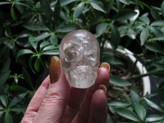 Old Chinese Quartz Crystal Skull W/rainbows