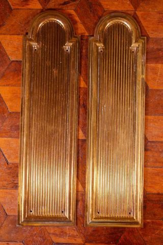 Pair Vintage French Brass Door Finger Scratch Push Plates Empire Chateau Chic J