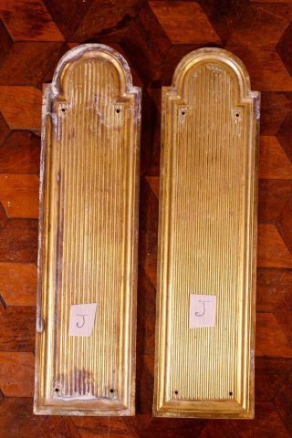 Pair Vintage French Brass Door Finger Scratch Push Plates Empire Chateau Chic J 3