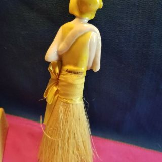 Antique German Half Doll BRUSH Bisque Box Boa Wrap.  Yellow Outfit 5