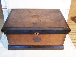 Antique Primitive Wood Wooden Document Lift Top Box Chest C1860 - 1880
