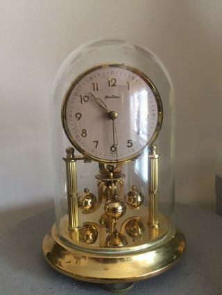 Kern & Sohn,  (ks) Midget,  400 Day,  Anniversary Clock,  Under Glass Dome.