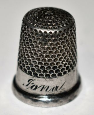Antique Vintage Sterling Silver Thimble Size 9 Engraved Iona