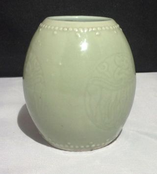 Antique Chinese Celadon porcelain egg form vase 5 