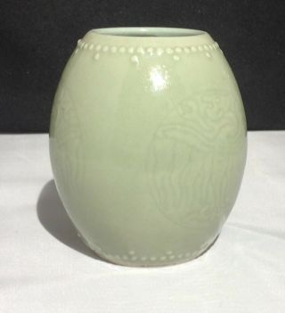 Antique Chinese Celadon porcelain egg form vase 5 