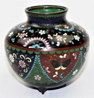 Antique 19thC Japanese Meiji Enamel Inlay Cloisonne Ginger Jar Vase Koro Censor 2