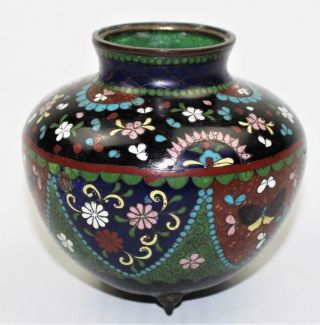 Antique 19thC Japanese Meiji Enamel Inlay Cloisonne Ginger Jar Vase Koro Censor 3