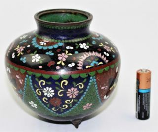 Antique 19thC Japanese Meiji Enamel Inlay Cloisonne Ginger Jar Vase Koro Censor 5