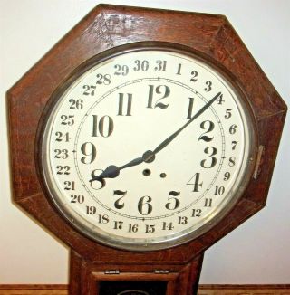 Estate Vintage/Antique Regulator Calendar Wall Clock w/ pendulum & key AND. 2