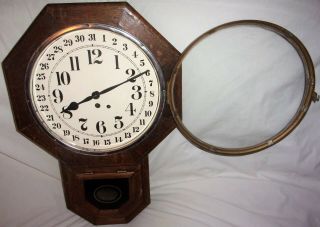 Estate Vintage/Antique Regulator Calendar Wall Clock w/ pendulum & key AND. 4
