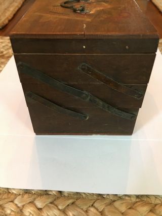 Antique Vintage Wooden Playing Card Box 3 Tiers Wood Card Carrier Caddy 4