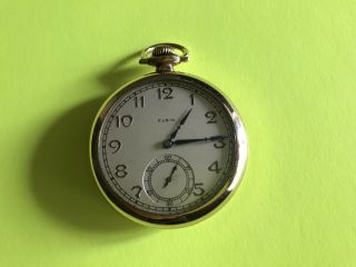 1934 Elgin 16s 15j 10K Gold Rolled Plate Pocket Watch Running & Keeping Time 2