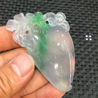 Chinese Handwork Ice Green Jadeite Jade Rare Collectible Bless Melon Pendant