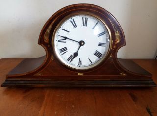 Vintage Mantle Clock Mother Of Pearl Inlay Wooden Case Converted - Spares/repair