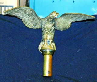 Vintage " American Eagle " Solid Brass Flag Pole Topper,  10.  5 " Wing,  Ex Cond