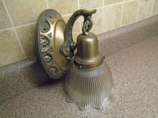 Vintage Art Deco Brass Wall Sconce With Paddle Switch Swivel Light Glass Shade