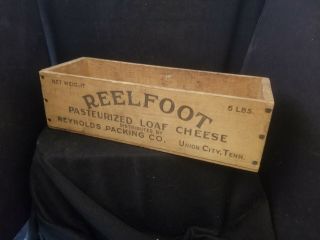 Vintage Wood Reelfoot 2 Pound Cheese Loaf Box Early 1900s Union City Tennessee
