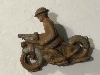 Antique Lead Toy Figure Wwi Soldier On Motorcycle With Machine Gun Barclay?