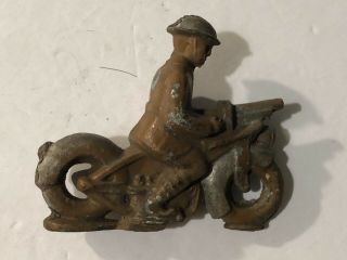 Antique Lead Toy Figure WWI Soldier on Motorcycle with Machine Gun Barclay? 2